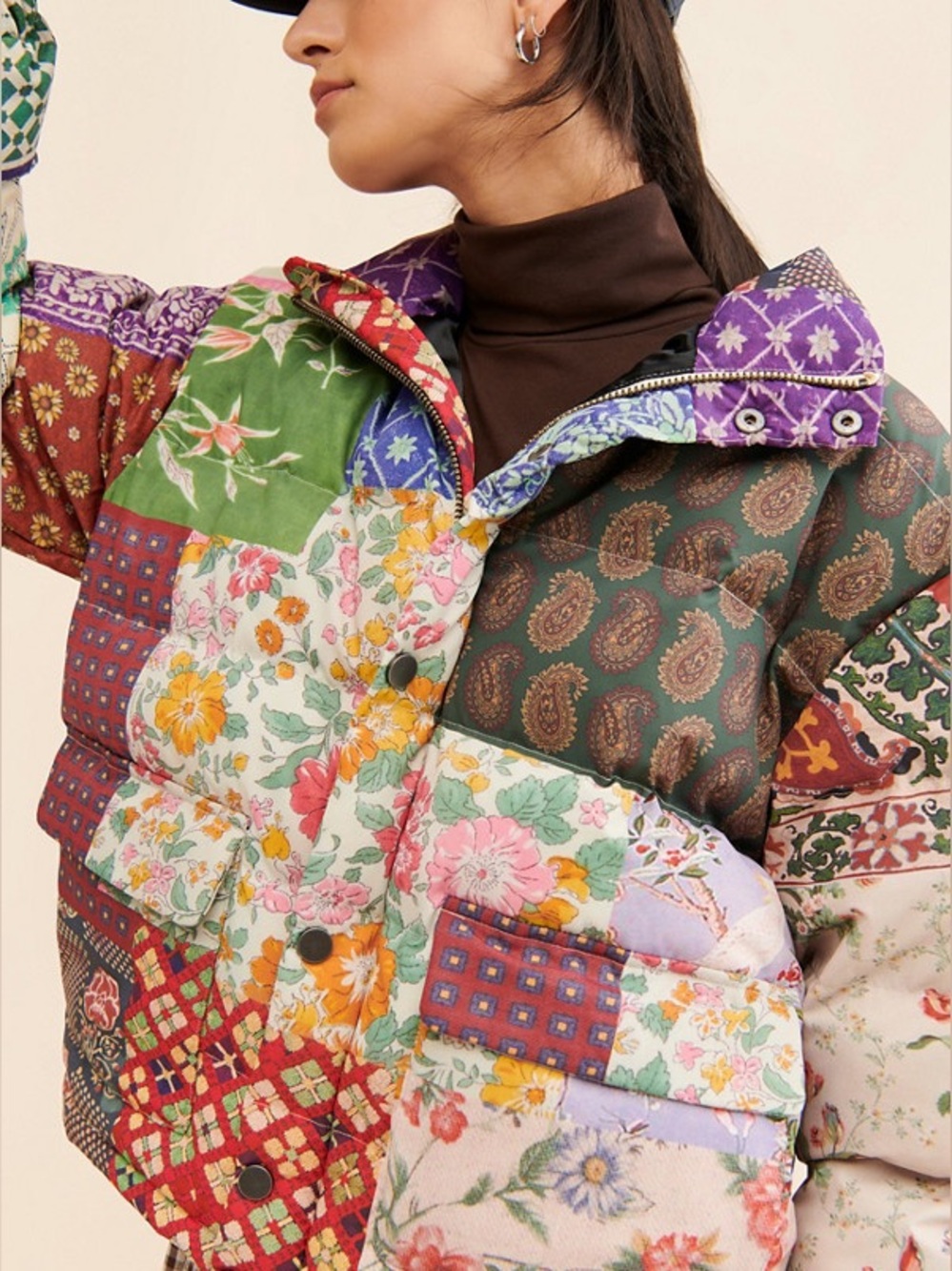 Found by Free People Mixed Print Garden Puffer Women’s XS - Picture 8 of 15